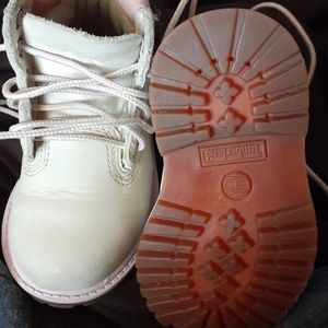 Pink tan timberland boots
